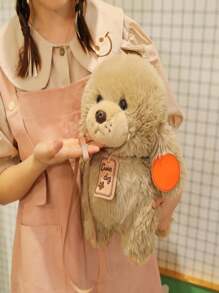 1pc Poodle Plush Toy With Leash, Cute Stuffed Animal, Brown - Brown - View 7