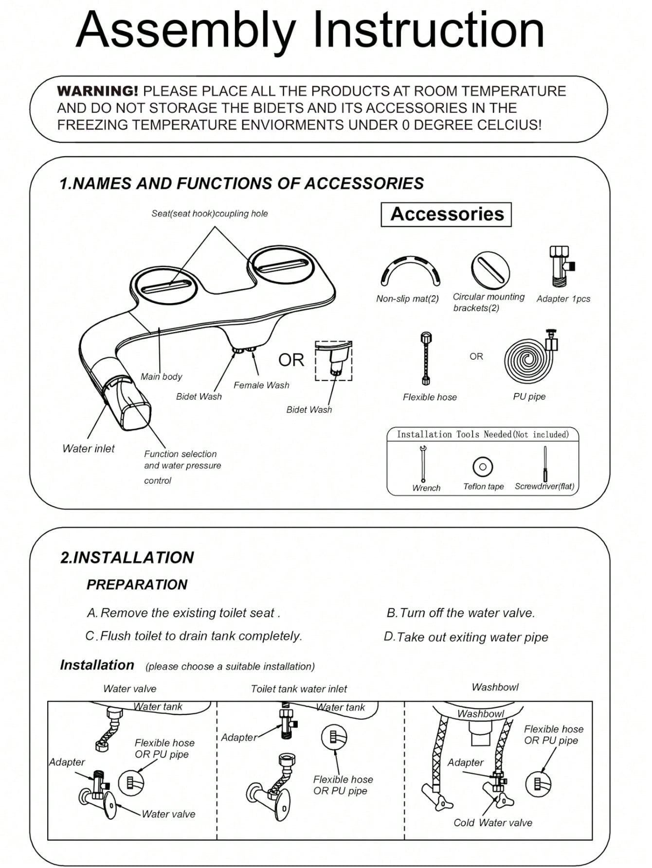 Bidet Black Friday Sale1Pcs Easy Install Non Electric Bidet Toilet