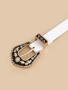 西式女式搭扣腰帶,時尚百搭的裝飾配件 - 白色 - 查看 4
