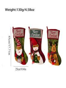1pc Multicolor Reindeer, Snowman Decor Christmas Stocking Decoration - Multicolor - View 2