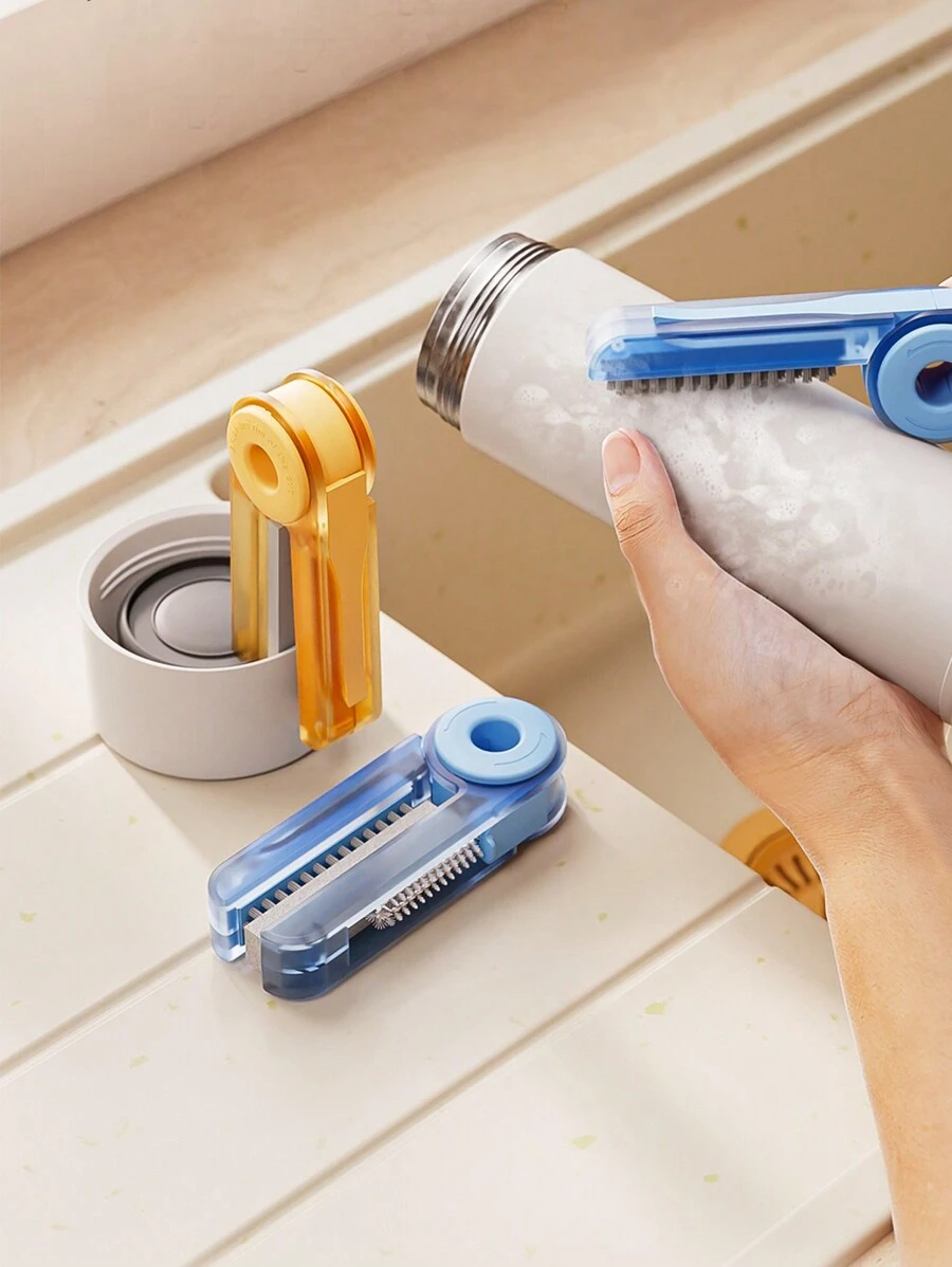 1入組4合1多功能清潔刷,可旋轉刷頭,適用於奶瓶、保溫杯和縫隙清潔 - 藍色 - 查看 1
