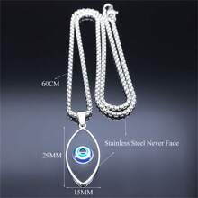 時尚土耳其邪眼不鏽鋼項鍊銀色希臘眼星形鏈項鍊,幸運護身符珠寶 - 金色 - 查看 3