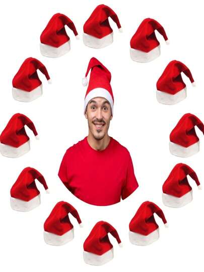 12 Sombreros de Papá Noel rojos de fieltro, sombreros festivos de Papá Noel para fiestas, Halloween, decoración de Halloween