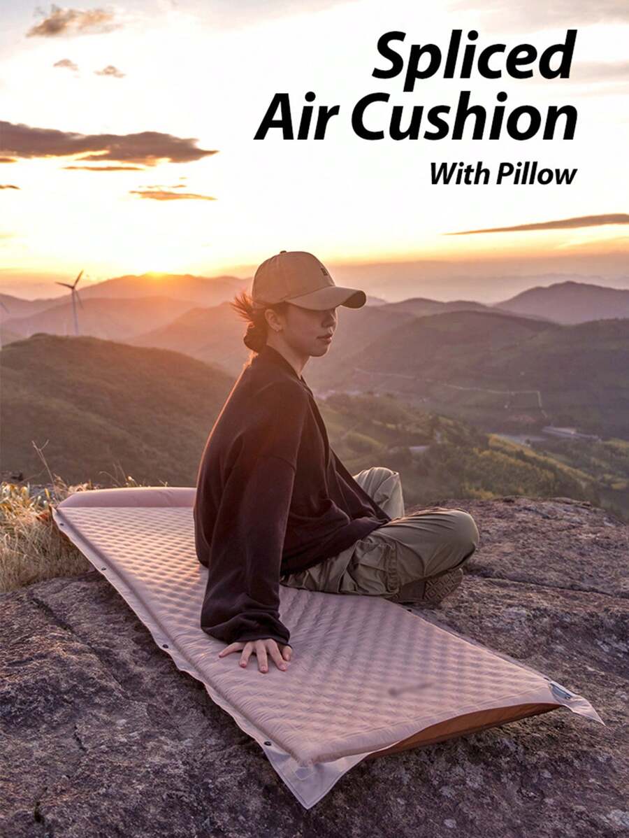 Self-Inflating Camping Air Mattress, Moisture-Proof Thick Sleeping Pad With Storage Bag For Outdoor Traveling - Khaki - View 1