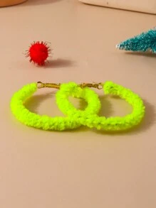 1對糖果色涼感羊毛繞繩耳環 - 圓圈 - 查看 6