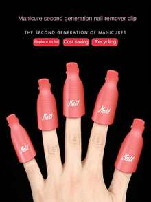 10入組/包紅色指甲刀,手指套和浸泡碗套裝,可移除美甲,有多種顏色可選