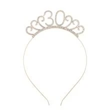 歐美時尚生日皇冠頭帶適合 18 21、30、40 歲水鑽髮飾新娘、派對和宴會 - 金色 - 查看 4