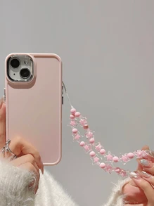 1pc Pink Star-Shaped Beaded Bracelet, Simple And Personalized Star Pink Gradient Jewelry, Hanging Decoration For Phone Case, Chain Pendant Cord Gifts For Mother, Family, Friends, Birthday, Holiday Phone Charm, Phone Chain - Pink - View 3