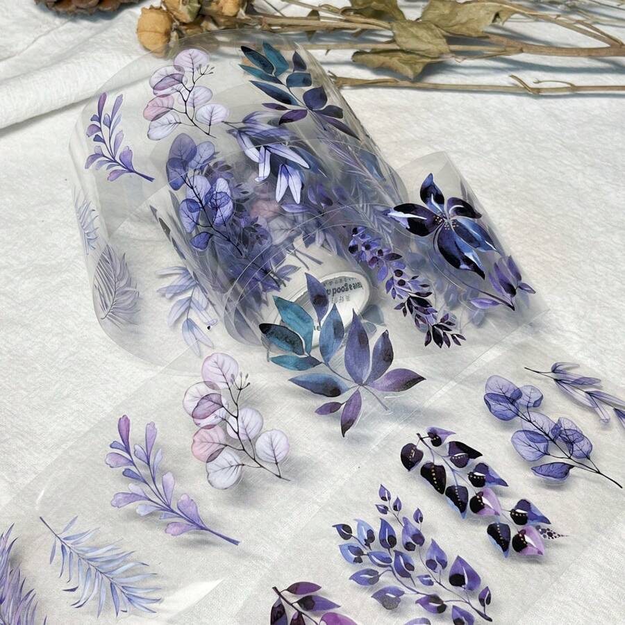 Waterproof Transparent Pet Tape, Ivy & Fall Leaves Series, Creative Autumn Plant & Purple Leaves, Diy Journal Decoration, Sticker & Scrapbook Tape - Multicolor - View 1