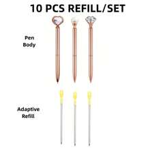 10入/pack黑色鋼珠筆芯,適用於3入組玫瑰金鑽石鋼珠筆 - 彩色 - 查看 1