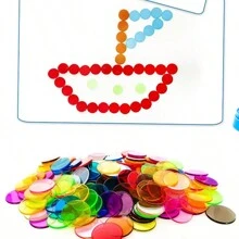 100pcs Clear Round Counting Chips In 10 Colors With 25mm Thick Polybag Packaging For Early Education Math Enlightenment Teaching Aids - Multicolor - View 2