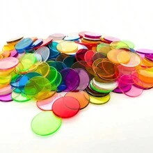 100pcs Clear Round Counting Chips In 10 Colors With 25mm Thick Polybag Packaging For Early Education Math Enlightenment Teaching Aids - Multicolor - View 1