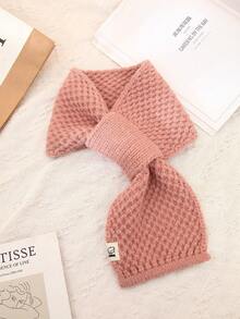 1 件多色女用針織羊毛圍脖保暖領穿孔圍巾適合秋冬休閒裝 - 粉色 - 查看 2