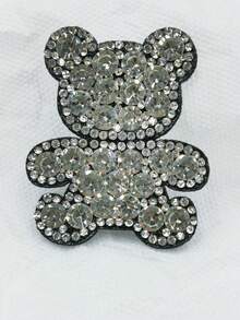 1入組6粒女性鑲嵌水鑽熊形diy珠寶配件,適用於髮夾、衣服、帽子diy裝飾