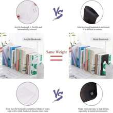 2pcs Acrylic Bookend, Clear Book Stand Holder, Non-Slip Storage Organizer For Student Offices Back To School