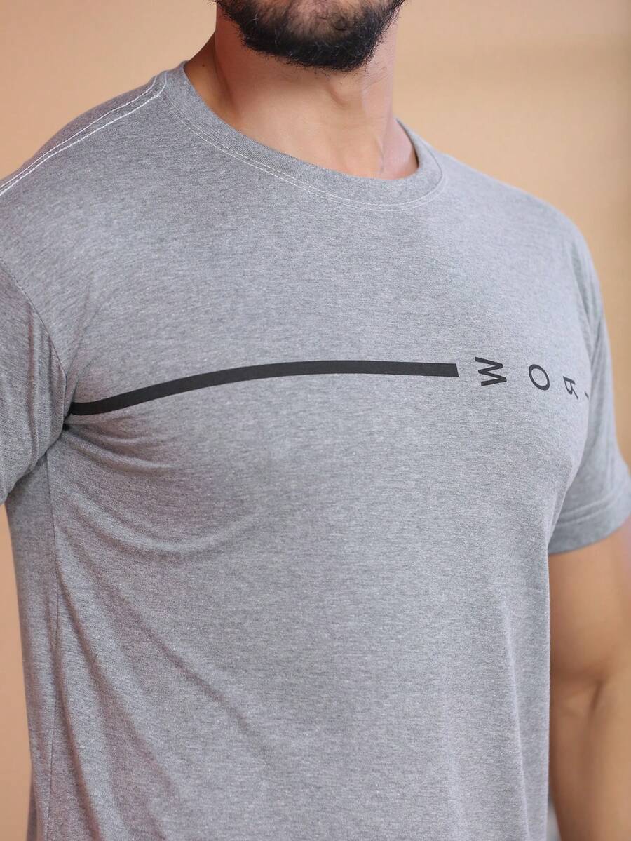 Camiseta Masculino Manga Curta Gola Redonda - Chumbo - Visão 1