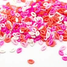 情人節主題紅唇造型指甲裝飾,含閃粉,可用於自製珠寶製作的聚合物薄片,含奶油膠、手工材料、水晶泥填充 - 彩色 - 查看 6