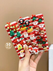 30 件/套 可爱卡通圣诞女孩发圈 - 彩色 - 查看 4