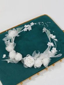 1pc Exquisite & Dreamy Bridal Headpiece, Suitable For Wedding Party, Birthday Party And Engagement Party - White - View 3