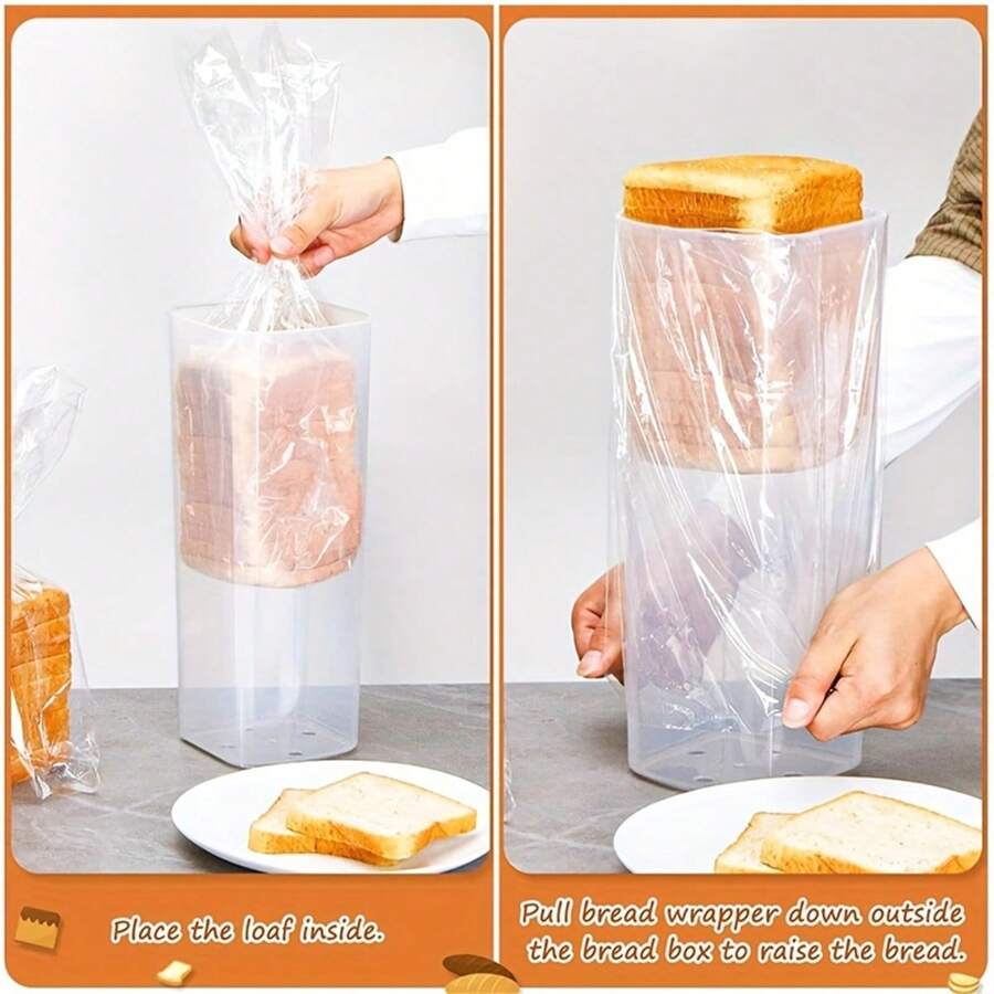 1, Bread Storage Bin, Kitchen Fresh Bread Storage Container, Refrigerator Organizer, Plastic Sandwich Bread Dispenser, Keep Food Flavor And Freshness, Kitchen Gadgets, Cheap Items Camping - White - View 1