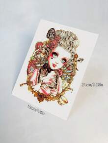 1枚可愛的黃髮女孩非主流風格暫時性紋身貼紙 - 彩色 - 查看 1