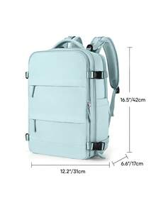 女士旅行背包，雙用途電腦與肩背袋，輕量且大容量，適合短途出差和旅行，大學生的完美選擇 - 淺藍色 - 查看 3