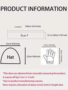 3入組女性休閒簡約款啡色針織圍巾、手套和帽子套裝,適用於秋冬穿搭 - 棕色 - 查看 4