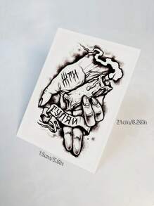 1pc Black Blessing & Prayer Series Fake Tattoo Sticker - Black - View 1