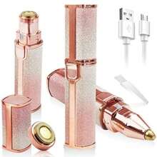 Depiladora Facial Mujer, 2 en 1 Eléctrica Depiladora Cejas Afeitadora Removedor de Vello Maquina Depilar Facial USB Recargable Impermeable Portátil sin Dolor Luz LED - Multicolor - Ver 3