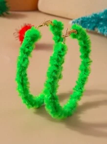 1對糖果色涼感羊毛繞繩耳環 - 圓圈 - 查看 4