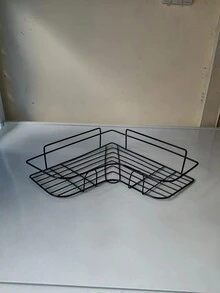 1入26x26cm金屬三角形空心角落架,可掛牆收納架,不需鑽孔,適用於浴室、廚房和衛生間 - 黑色 - 查看 7