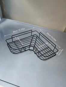 1入26x26cm金屬三角形空心角落架,可掛牆收納架,不需鑽孔,適用於浴室、廚房和衛生間 - 黑色 - 查看 3