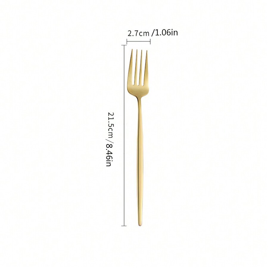 Set Of 6 Gold Stainless Steel Dinner Forks SHEIN