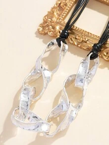 1入古典時尚幾何空心扭曲圓形項鍊適合男女,復古和個性化,可調節