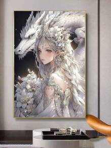 Conjunto de pintura com diamante, diamante redondo, sem moldura