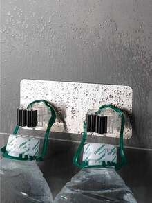 1pc Multifunctional Mop Holder With Adhesive Base, Suitable For Bathroom, Kitchen And Home Storage, Housekeeping Tool - Black - View 4