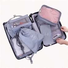 Suitcase Organizer, 8-Piece Set Of Luggage Storage Cases - Light Grey - View 5