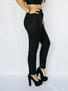 KIT DE 2 PANTALONES AFELPADOS  LISOS PARA DAMA, COMBINABLES CON TACONES O TENIS. - Café integral - Ver 6