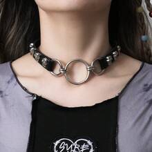 1 件男士深色哥德式 Pu 皮革頸鍊,帶有小鉚釘,女式龐克搖滾酷炫鉚釘頸鍊,男女通用珠寶,適合角色扮演和禮品 - 黑色 - 查看 14