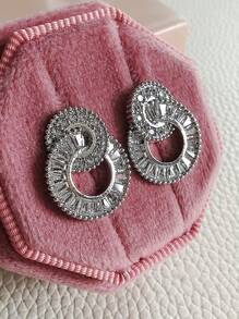 MOONSO 方晶鋯石裝飾耳環適合女士適合派對宴會婚禮 - 白色 - 查看 4