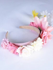 HOWAWAY 1入組人造花裝飾粉色髮帶,時尚優雅的新娘婚禮和派對頭飾