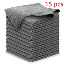 15 件灰色/白色/藍色超細纖維毛巾,現代風格聚酯長方形汽車清潔毛巾 - 灰色 - 查看 1
