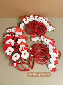Random 20pcs Christmas Santa Claus Headband - Lovely Cartoon Hair Accessories For Kids - Multicolor - View 3