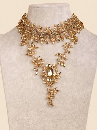 Fashionable Luxurious Multi-Layer Necklace With Rhinestone Decor