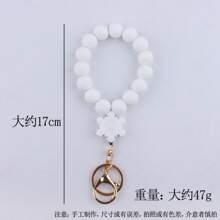 1件矽膠冬季帶珠子流蘇的汽車鑰匙鏈、汽車裝飾、簡約時尚手鐲手繩配件、女性包飾吊墜 - 彩色 - 查看 4