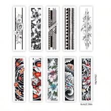 10 Unids/pack Unisex Brazalete Y Pulsera Patrón Tatuaje Temporal Pegatinas - Multicolor - Ver 1
