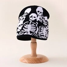 1pc Y2k Style Digital 23 Printed Fashionable Casual Warm Knitted Hat, Loose And Comfortable Beanie, Unisex Couple Hat; Suitable For Outdoor, Cycling, Traveling, Skiing - Black - View 1