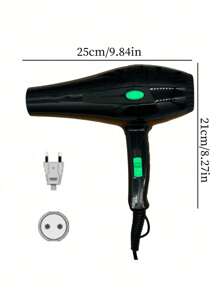 1050W 黑色和绿色圆点吹风机，带 3 个可调节设置，10,000 RPM 强力快速干燥恒温吹风机