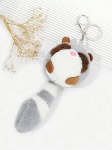 1 件可爱毛绒娃娃 Qiti 熊钥匙扣，浣熊吊坠，适合情侣钥匙扣，礼物