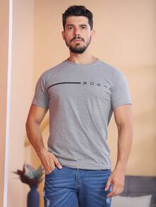 Camiseta Masculino Manga Curta Gola Redonda - Chumbo - Visão 3